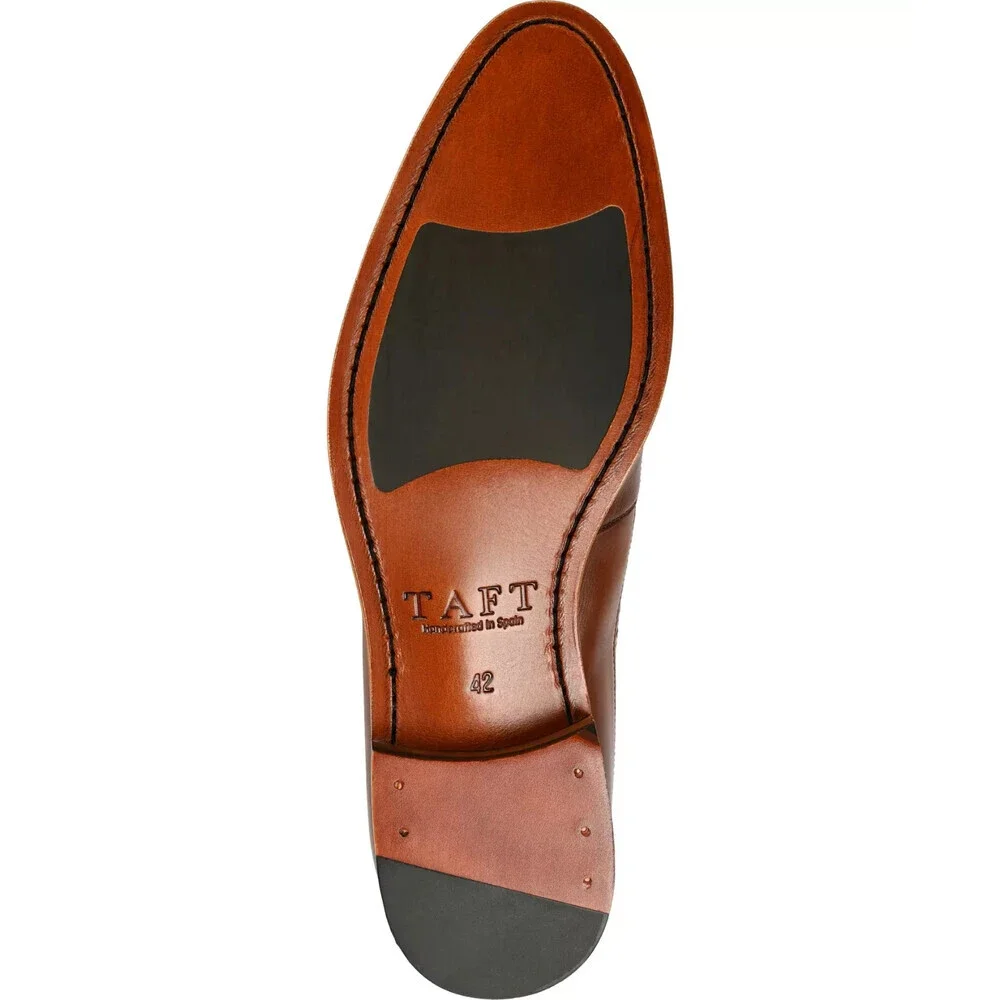 Taft Preston Oxford Men's US 9.5 Brown Leather Almond Toe Dress Shoes HAWK279
